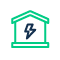 icon of a house with a lightning bolt symbolizing energy efficiency 4 power solutions
